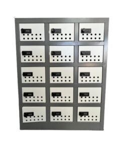 Steel Cell phone Locker - Metal - 15 Compartment - 73 x 57 x 30 cm - CELLOCK15-greyivory