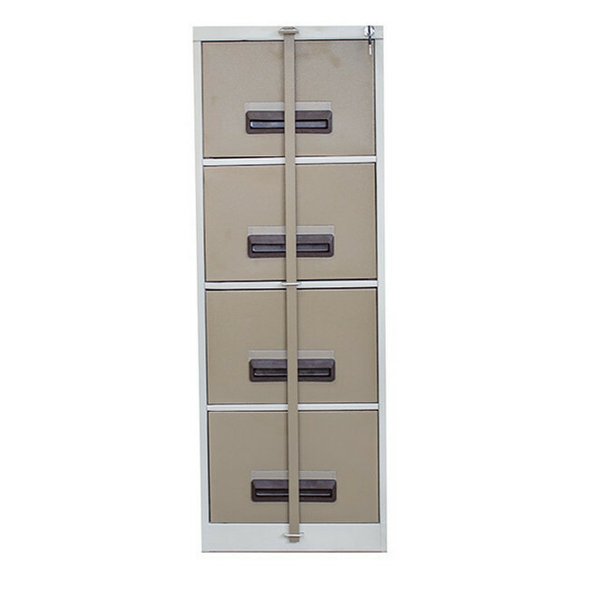 Steel Office Filing Cabinet - 4 Drawer File - Security Bar - 130 x 47 x 63 cm - 4FC01-ivorykaroo