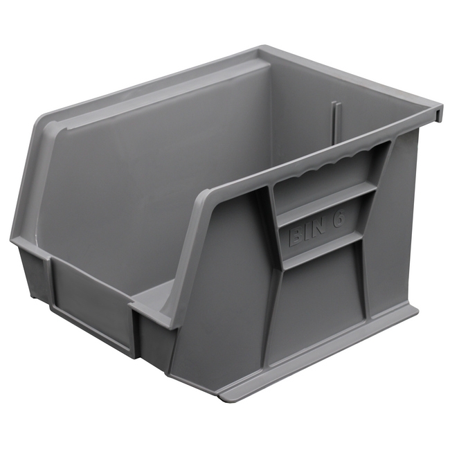 Stack & Hang Parts Storage Bin - Small Plastic Container - Size 6 - 28 x 21 x 18 cm - Grey - BIN-6-GREY