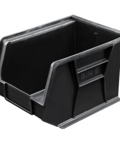 Stack & Hang Parts Storage Bin - Small Plastic Container - Size 6 - 28 x 21 x 18 cm - Black - BIN-6-BLACK