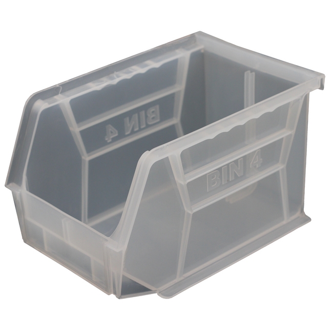 Stack & Hang Parts Storage Bin - Small Plastic Container - Size 4 - 21 x 14 x 13 cm - Clear - BIN-4-CLEAR