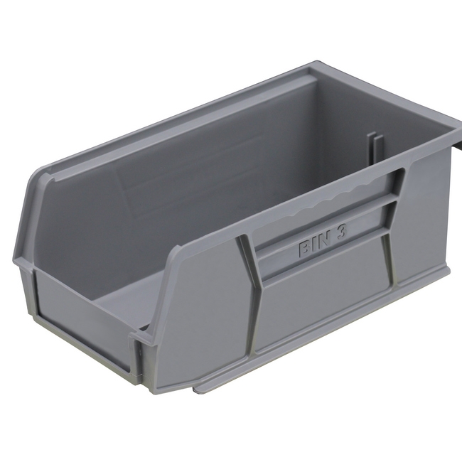 Stack & Hang Parts Storage Bin - Small Plastic Container - Size 3 - 19 x 10.5 x 7.5 cm - Grey - BIN-3-GREY