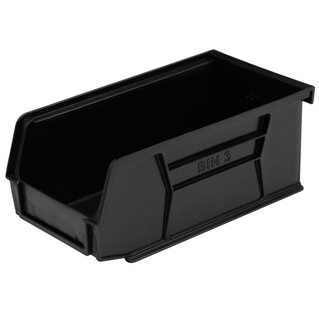 Stack & Hang Parts Storage Bin - Small Plastic Container - Size 3 - 19 x 10.5 x 7.5 cm - Black - BIN-3-BLACK