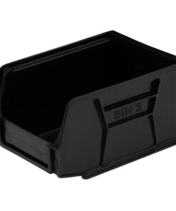 Stack & Hang Parts Storage Bin - Small Plastic Container - Size 2 - 13.5 x 10.5 x 7.5 cm - Black - BIN-2-BLACK