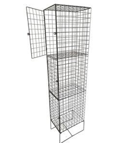 Wire Metal Locker - Powder Coated Steel Mesh - Single - 3 Doors - 3 Tier