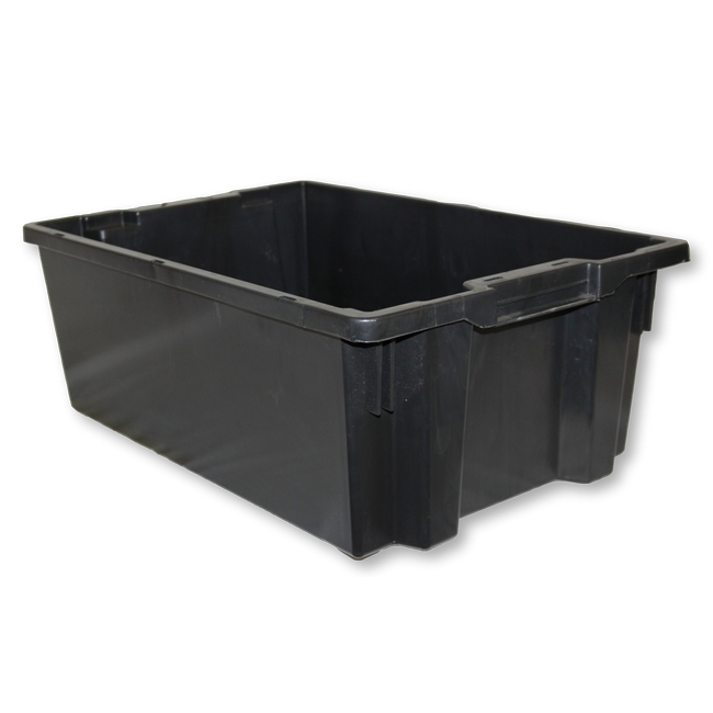 Tote Box - Plastic Crate - Stack and Nest Container - 48L - 60 x 40 x 21 cm - Black