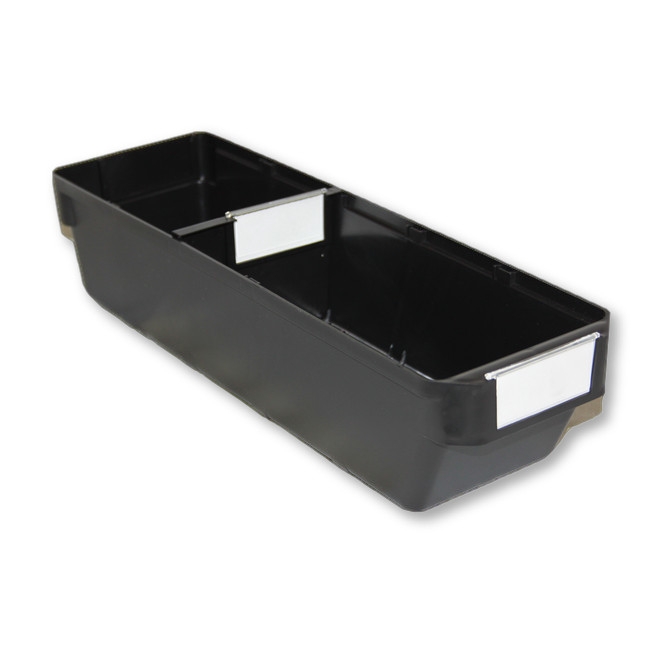 Shelf Bin - Loose Parts Warehouse Storage Container - Plastic - Bins, Dividers and Labels - Small - 400mm - Black - Pack of 40