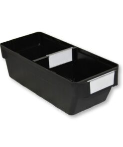 Shelf Bin - Loose Parts Warehouse Storage Container - Plastic - Bins, Dividers and Labels - Small - 300mm - Black - Pack of 40