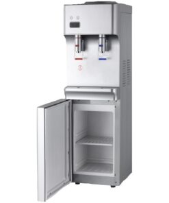 Water Cooler Dispenser - Hot and Cold - Freestanding with Storage Compartment - Silver