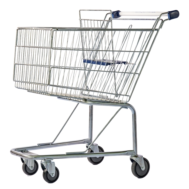Steel Shopping Trolley - Metal Mesh - with Child Seat - 140L
