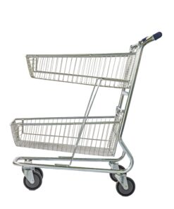 Steel Shopping Trolley - Two Metal Mesh Baskets - Large - Super Shopper -160L