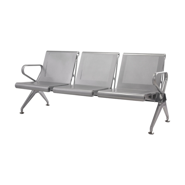 Airport Bench - Public Seating - New Chrome Deluxe - Indoor Use - Flat Packed - Three Seater - 175 x 68 x 78 cm