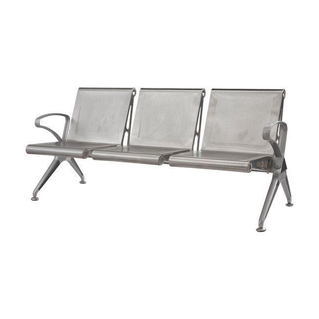 Airport Bench - Public Seating - Aluminium - Indoor and Outdoor Use - Flat Packed - Three Seater - 175 x 67 x 78 cm