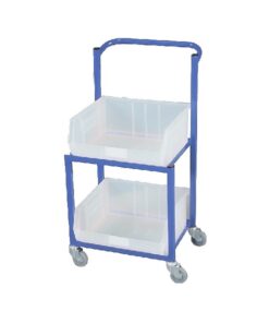 Steel Frame Plastic Container Trolley - Kit - Includes 2 x Size 8 Clear Bins - 94 x 48 x 50cm