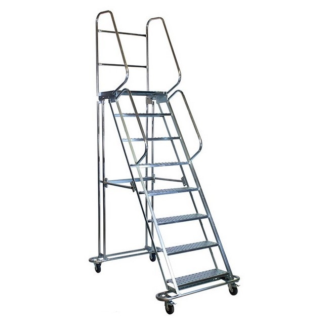 Mobile Safety Step Ladder - Mounty Rollstep - 14 Step - 4.35m High