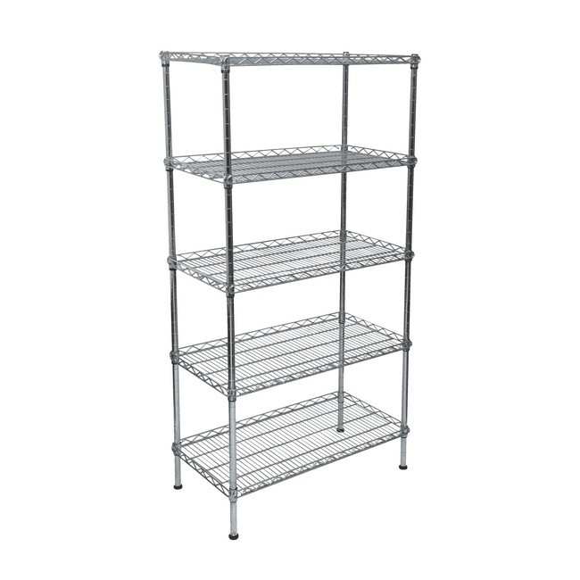 Wire Steel Shelving - Galvanised - 5 Shelves - 180 x 90 x 45 cm