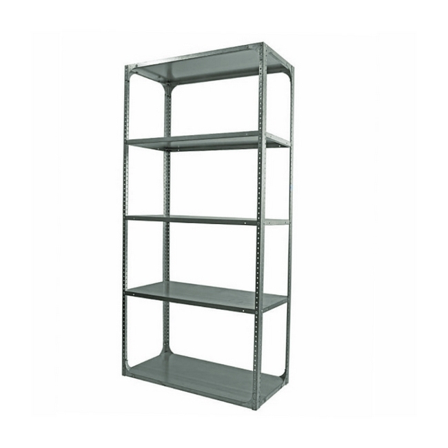 Bolted Shelving Steel Bay 5 Shelves - Uni-Angle - Five Shelf Kit - Galvanised - 274.3 x 91.4 x 91.4 cm