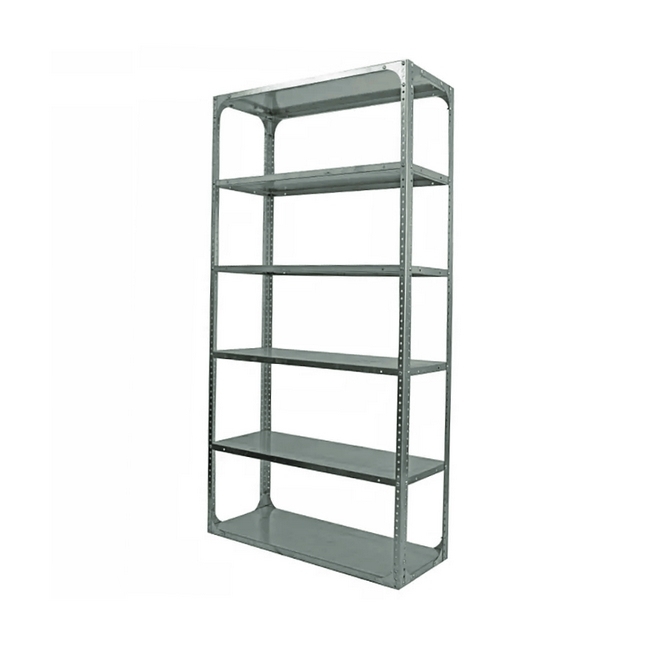 Bolted Shelving Steel Bay 6 Shelves - Uni-Angle - Six Shelf Kit - Galvanised - 213.4 x 91.4 x 91.4 cm