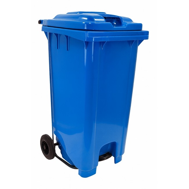 Wheelie Pedal Bin - 240L Foot Operated Pedal Bin - Plastic - Blue