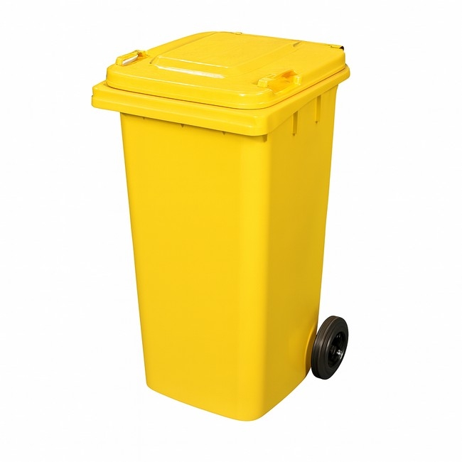 120L Wheelie Bin - 2 Wheel - Plastic - Yellow