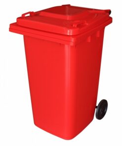 240L Wheelie Bin - 2 Wheel - Plastic - Red