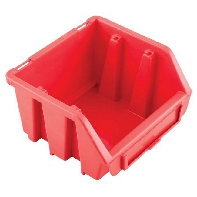 Matlock Plastic Storage Bin - Wall Mountable & Stackable - Label Holder - 11.6 x 11.2 x 7.5 cm - Red
