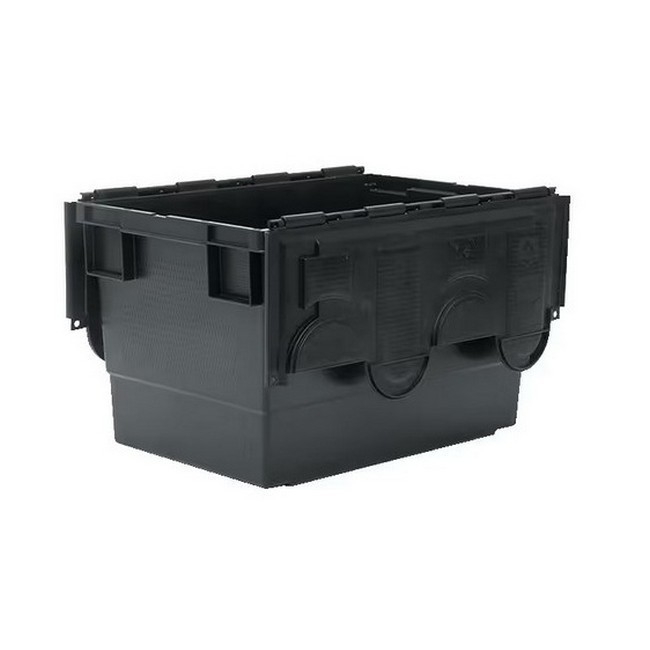 Matlock Euro Container with Lid - Plastic ALC - Heavy-Duty - 60 x 40 x 33.5 cm - Black - 68L - Nestable & Stackable