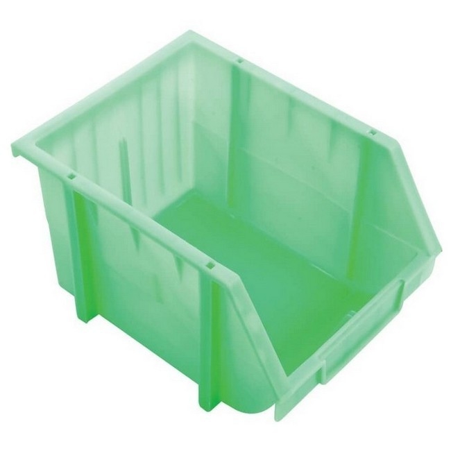 Matlock Plastic Louvre Panel Bin - Stack and Hang Container - Interlocking Design - 21.4 x 28.5 x 17.5 cm - Green