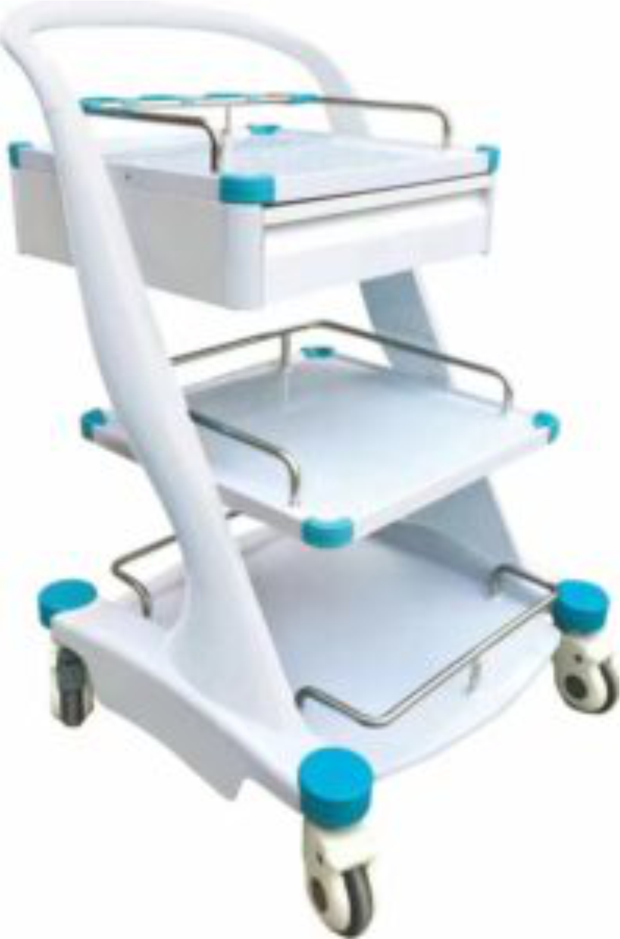 Treatment Trolley 3 Tier – Blue with Detachable Guardrail