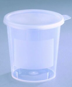 Beaker 400 ml, PP, white w. snap lid, assembled, sterile, pack of 185