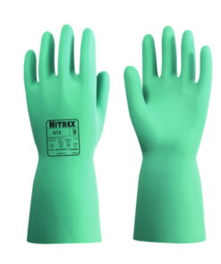 Chemical protective gloves Nitrex 613 S (7) nitrile, green, inside flocked, pack of 10 pair