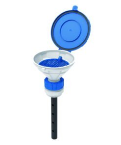 SCAT Funnel with lid "MARCO", V2.0, S51, PE-HD, with lance (220 mm) and removable sieve