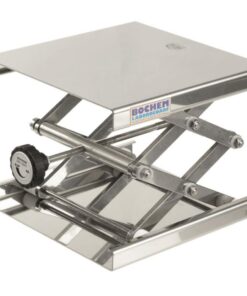 BOCHEM Lab-Jack, 18/10 Stainless Steel 300 x 300 mm, with Adjusting Wheel for Ratchet