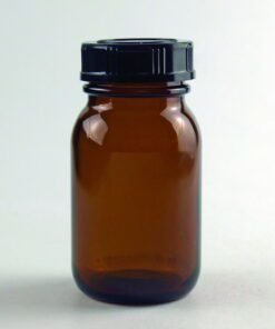 Hecht Wide Mouth Bottle 50 ml, GL 32 with Thread and Screw Cap, Brown Glass