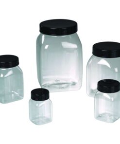 Bürkle Wide Neck Can 200 ml, Square PETG Clear, with Closure