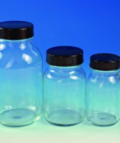Glaswarenfabrik Karl Hecht Clear Glass Wide Neck Bottle with GL 40 Thread and Screw Cap (100 ml)