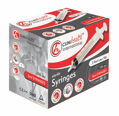 Syringe 5ml 3 Part L/Slip CliniHealth – 100s