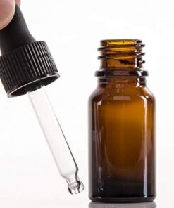 Dropper Bottle, Amber Glass, Black Lid Pipette, 10ml