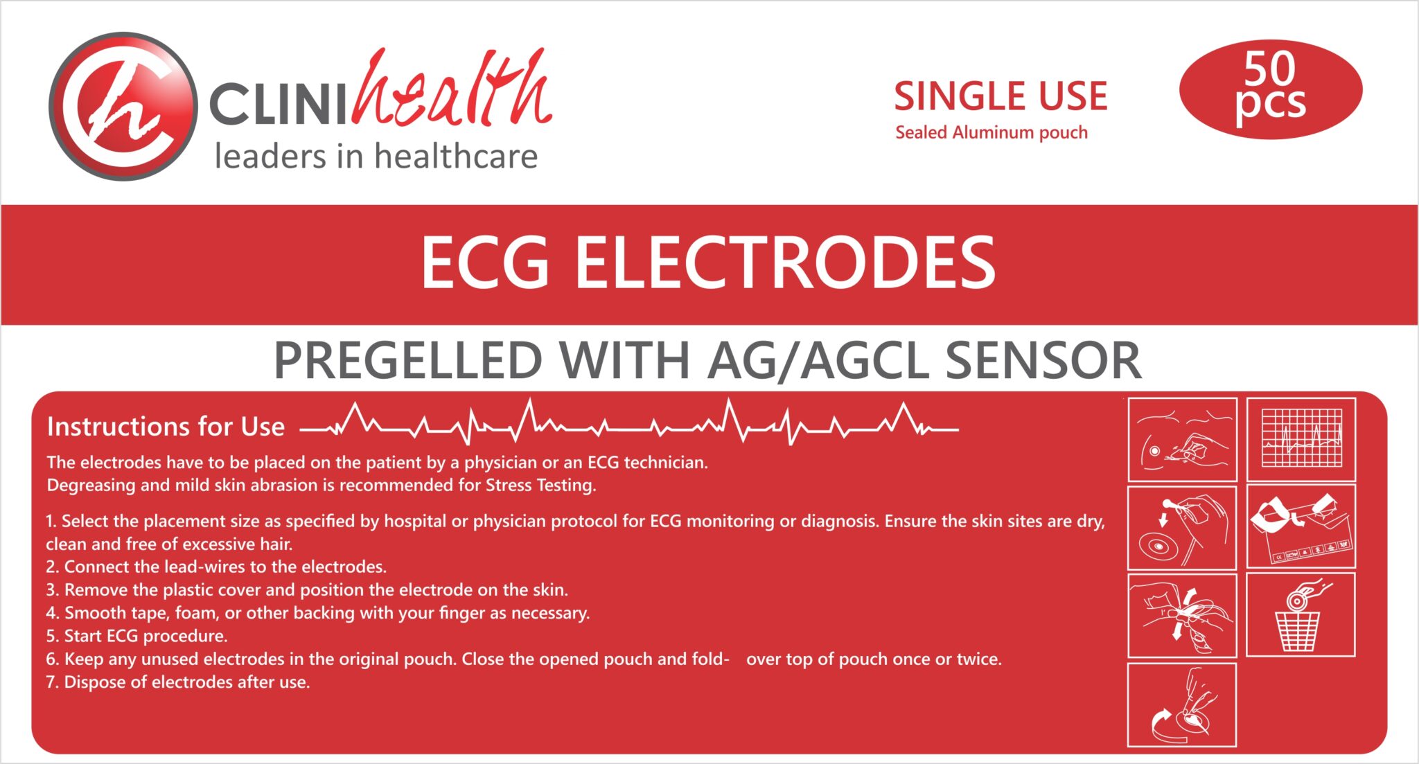 ECG Electrodes Pre Gelled – Adult 50s