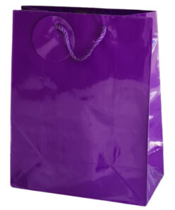 Purple Semi-gloss paper bag with tag – 175 x 95 x 225mm