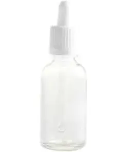 Dropper Bottle Clear Glass, White Pipette Lid