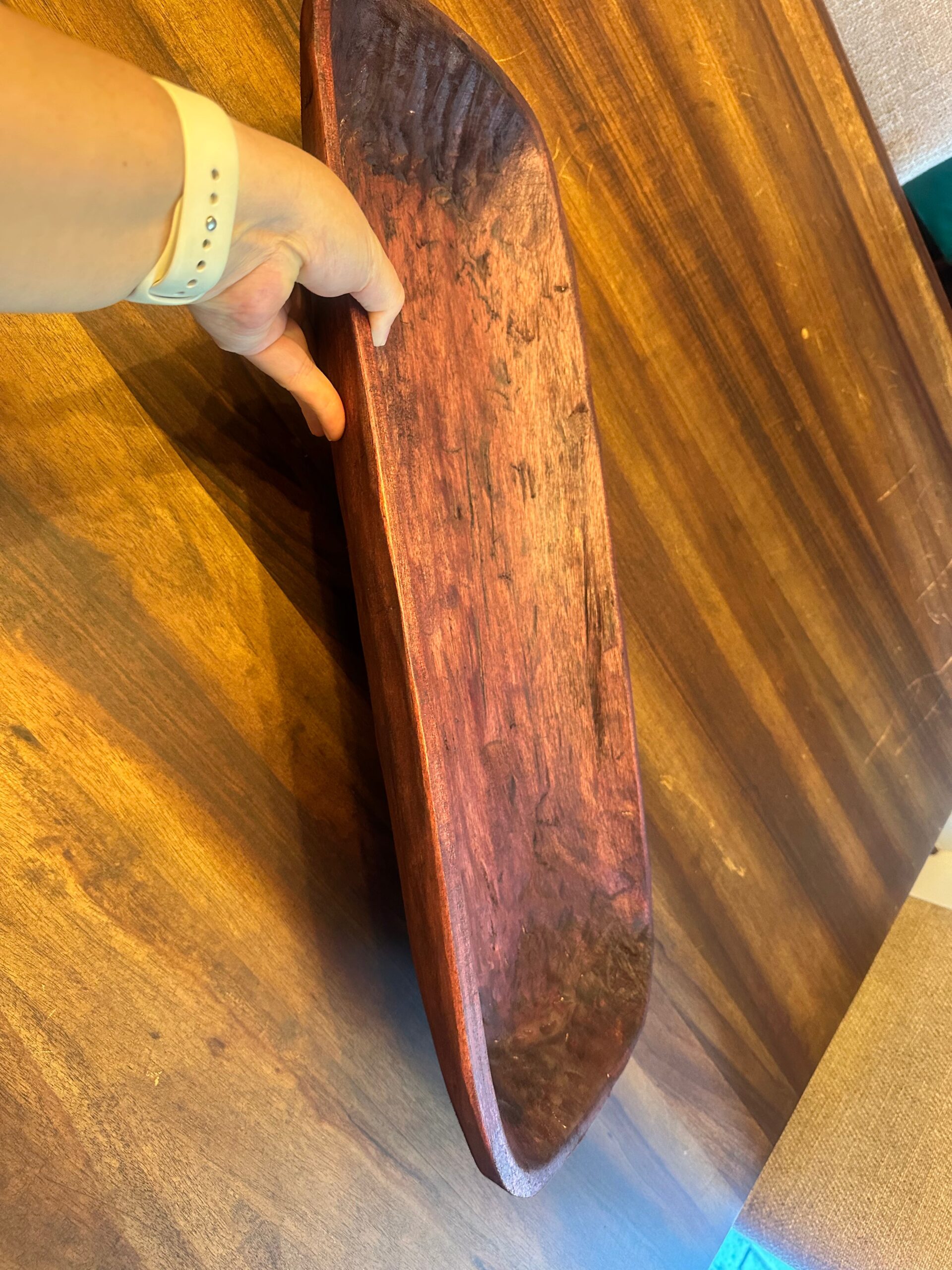 Large dark solid wooden bowl DEMO