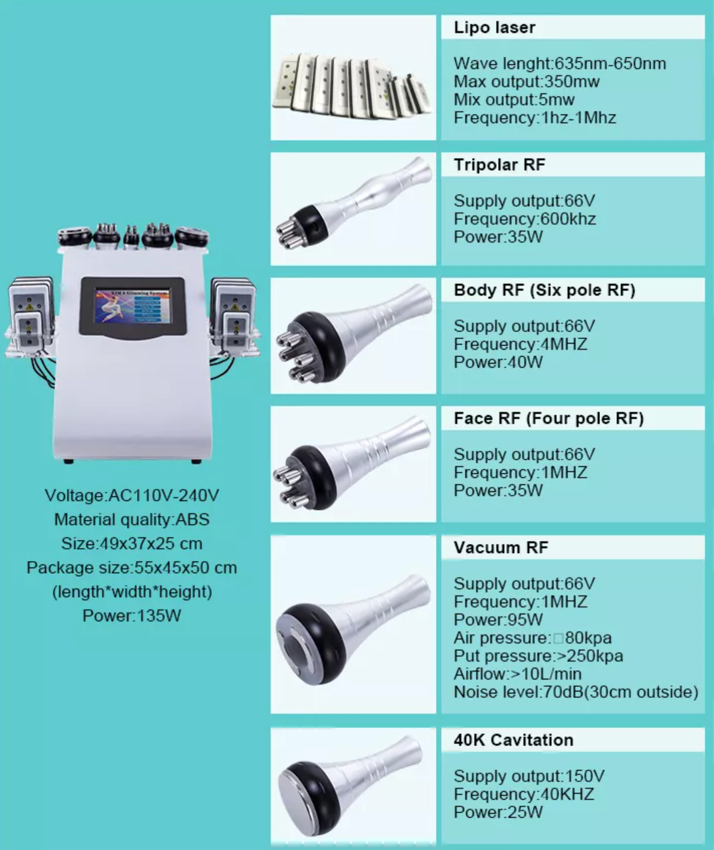 6 in 1 Slimming Lipolaser Cavitation Machine - Image 3
